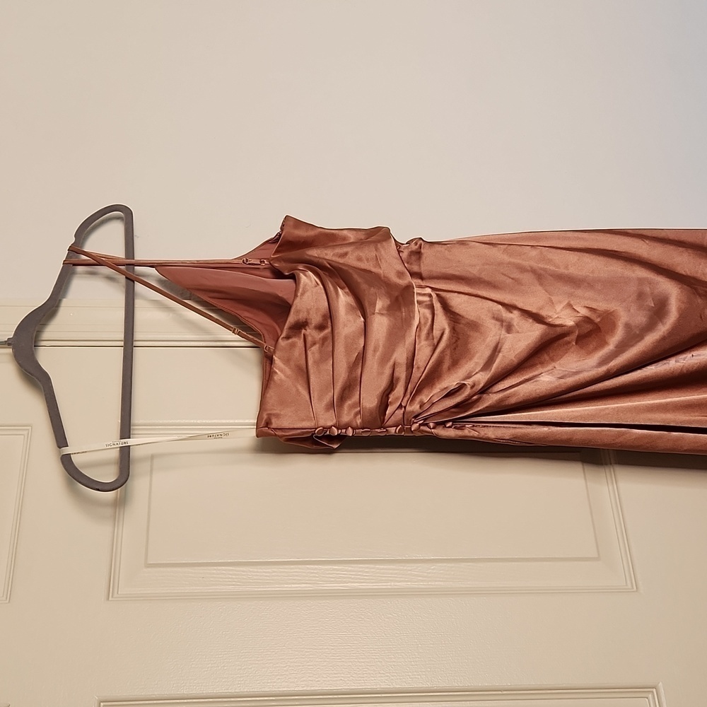 ✨️ GALINA SIGNATURE charmeuse draped one-shoulder Quartz Slit Maxi Dress. Sz 6 - Picture 11 of 13